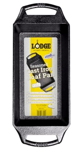 Lodge Seasoned Cast Iron Loaf Pan - Pre-Seasoned Rectangular Cast Iron Bakeware- Even Browning Bread Pan with Easy-Release Finish - PFAS-Free Non-Toxic Cookware - 8.5 Inches