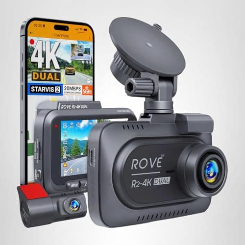 ROVE R2-4K DUAL Dash Cam Front and Rear, STARVIS 2 Sensor, FREE 128GB Card Included, 5G WiFi - up to 20MB/s Fastest Download Speed with App, 4K 2160P/FHD Dash Camera for Cars, 3" IPS, 24H Parking Mode 10