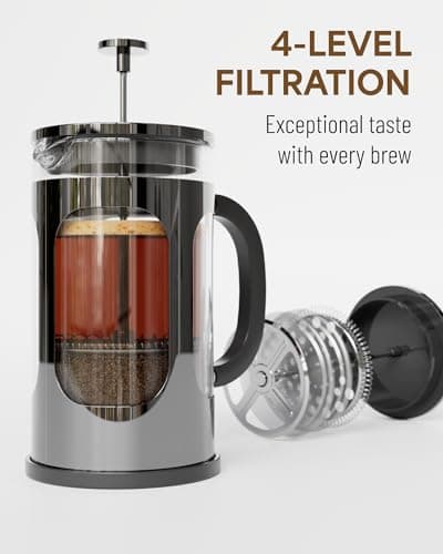 Veken 27 Ounce/800 ml French Press Plunger Coffee Maker Cafetière, Double Wall Heat Resistant Borosilicate Glass Coffee Press, Cold Brew Coffee Pot for Kitchen and Gifts, Dishwasher Safe, Dark Pewter 7