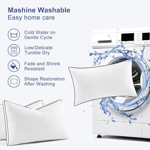 Premium Pillows Queen Size Set of 2, Fluffy and Supportive 7D Down Alternative Bed Pillows, Luxury Soft Hotel Quality Gusseted Pillow for Side Back Stomach Sleepers, Relief Neck Head and Shoulder Pain 7