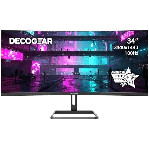 Deco Gear 34-Inch Business Curved Super UltraWide WQHD Monitor 3440 × 1440 R1500 100Hz 1ms 100% sRGB HDR 2× DisplayPort 2× HDMI Tilt Adjustable PIP/PBP Low Blue Light, American Seller