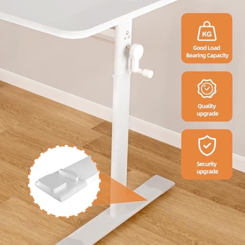 Zexigtau Manual Height Adjustable Standing Desk, 31.5" x23.6" Inch Hand Crank Sit Stand Work Table, Ergonomic Home Office Desk with Smooth Manual Lift, Modern Workstation for Study or Office, White 7