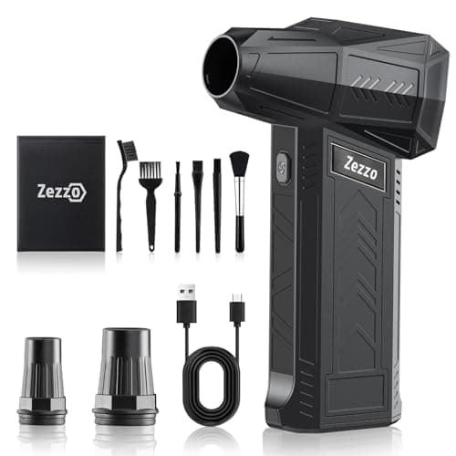 Zezzofan Compressed Air Duster-180000RPM Ultra Powerful Electric Air Duster, 3-Gear Adjustable High Speed Brushless Motor Air Blower for Dust Cleaning PC/Keyboard/Car