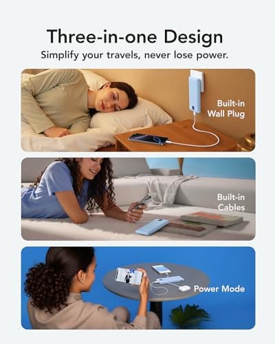 VRURC Portable Charger Power Bank - 10000mAh Fast Charging 22.5W USB Port Fast Charging Power Bank,4 Outputs Dual Inputs Slim Compact Rechargeable Battery Pack Travel Accessories-Blue(1 Pack) 5