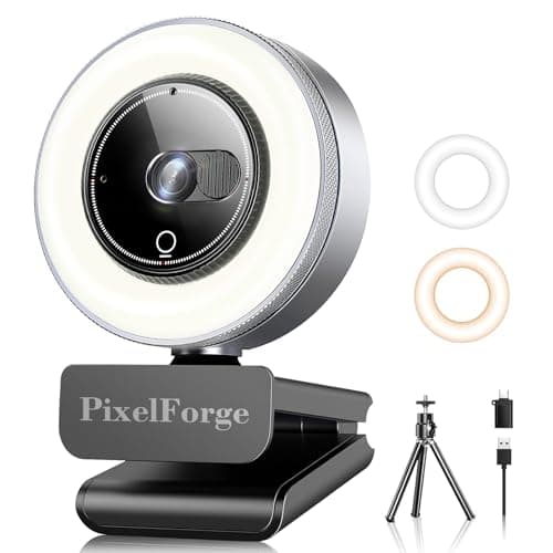 PixelForge 4K Webcam for PC with Microphone & Light & Privacy Cover, Web Camera for Desktop Computer/Laptop/Monitor/Mac, 4K UHD Sony Sensor, PDAF Auto Focus, Dual AI Noise-Cancelling Mics, USB Camera