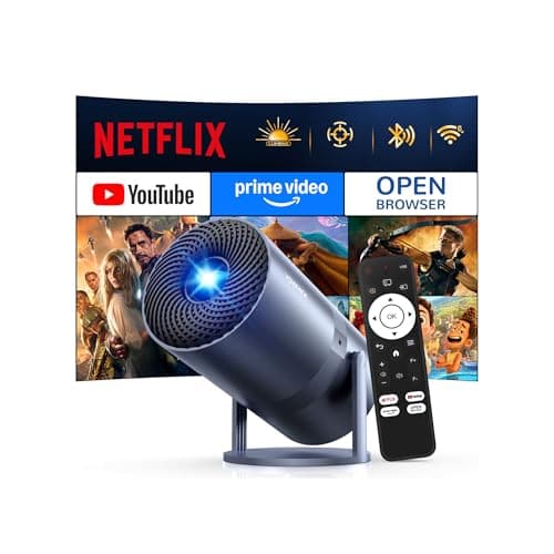 [Compatible with Netflix/Electric Focus]Mini Projector with WiFi and Bluetooth - 1080P 4K Portable Outdoor Projector,270°Smart Projector for Movie Night/Ceiling /Home Theater/Gift for Her/Him