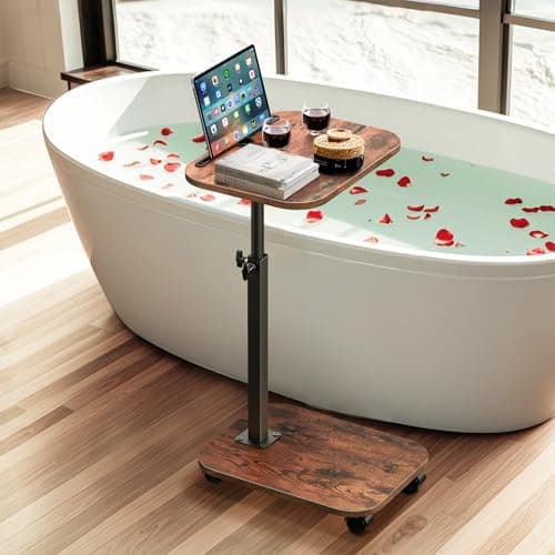 XNSDXV Sofa Tray Table for Couch, 360°Swivel TV Tray for Small Spaces, Adjustable Height Side Tables for Eating, C Shaped End Table for Livingroom, Bedroom, Sofa, Bed, Snack 7