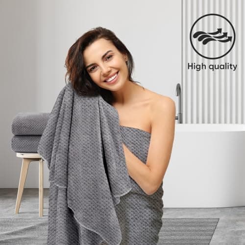 HOMEXCEL Bath Towels Pack of 2, (27 x 54 Inches) Microfiber Ultra Soft Highly Absorbent Bath Towel Set, Lightweight and Quick Drying Towels for Body, Sport, Yoga, SPA, Fitness, Grey 7