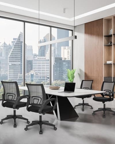 NEO Chair Office Desk Computer Chair Ergonomic Mesh Gaming Mid Back Seat with Comfy Lumbar Support Adjustable Height Swivel for Home Task (2 pk - Black) 8