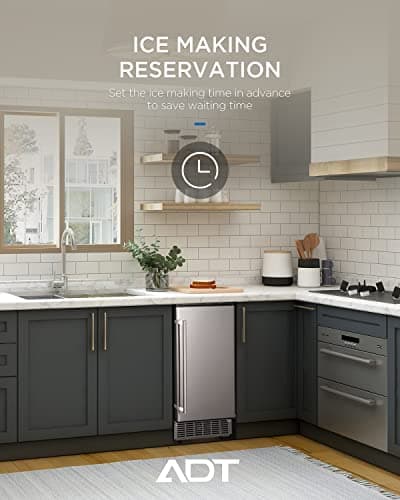 ADT Under Counter Ice Maker 80lbs/ 24H Daily Built-in Ice Machine with Drain Pump 24H Timer Self-Cleaning, Freestanding Ice Cube Machine for Commercial and Home Use 7