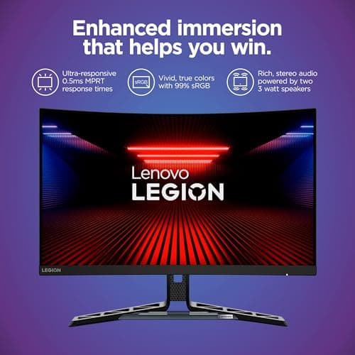 Lenovo Legion R27fc-30 Gaming Monitor, 27" FHD Curved, 280Hz, 0.5ms MPRT, AMD FreeSync, VESA Adaptive Sync, Lift/Tilt/Pivot/Swivel Stand, HDMI 2.1 and DisplayPort 1.4, 350 nits, Raven Black 5