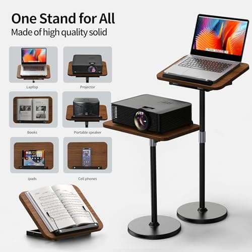 2 in 1 Dual-use Laptop Floor Stand & Laptop Stand for Desk, Small Adjustable Table with Height Adjustable from 16.5" to 51", Wooden Portable Tall Laptop Stand for Projector, Ipad, Tablet, Recipe 6