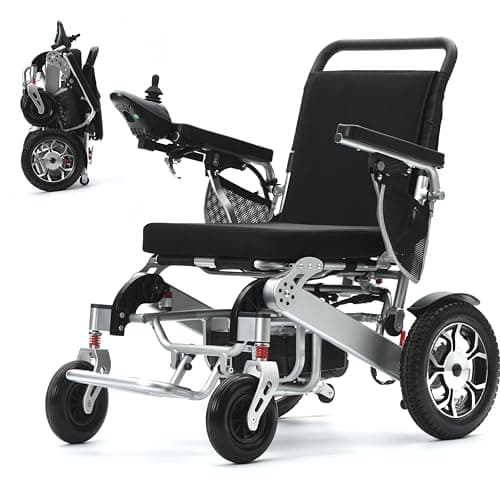 Electric Wheelchair for Adults, Lightweight Foldable Power Wheelchair with Lithium Battery, All Terrain Portable Motorized Wheelchair for Seniors, 15 Miles Long Travel Range, Supports Up to 330 lbs
