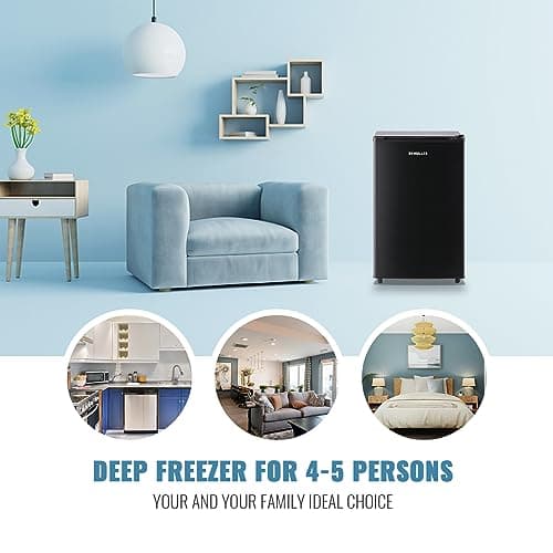 DEMULLER Freezer 3.2 Cu.ft Single Door Freestanding Freezer with Adjustable Thermostat for Kitchen, Apartment, Basement, Dorm, Black 8