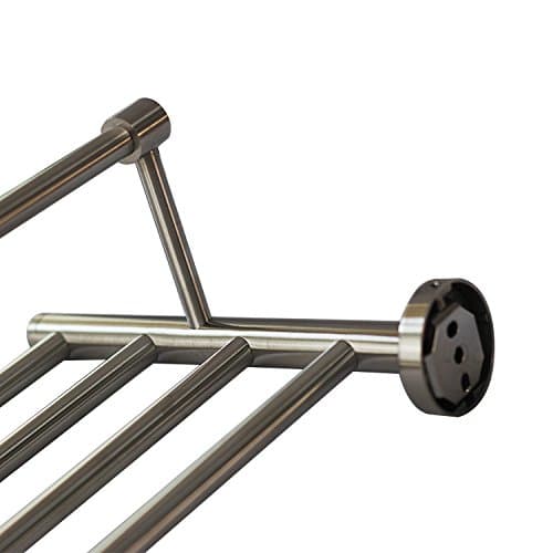 Premium Modern Towel Bar Rack w(24 Inches)- Stainless Steel, Water and Rust Proof, Top of The line Rack and Shelf (Single Hanging(Brushed)-Round Base) 6