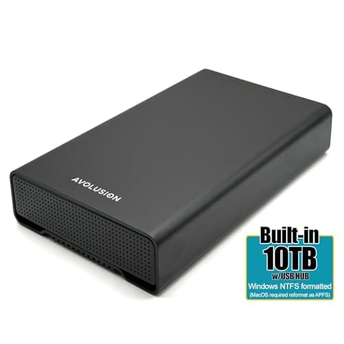 Avolusion PRO-G1 Series USB 3.2 Gen 2 (10Gbps) USB-C External Hard Drive with USB Hub for Windows or MacOS Desktop PC / Laptop (Black) (10TB) (Renewed) 2