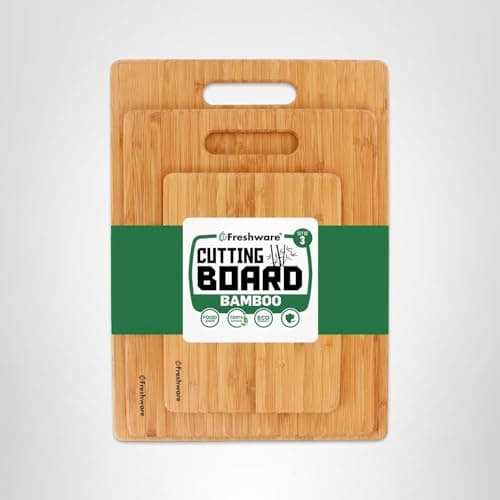 Freshware Bamboo Cutting Board Set of 3, Wooden Cutting Boards for Kitchen, Knife Friendly Food Grade Chopping Board, Lightweight with Hanging Hole for Easy Storage 9