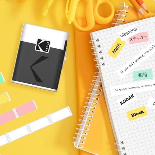 KODAK Label Maker Machine + 12-Pack Refills Bundle, Safe Blade Label Printer for Office, School & Home Organization, Yellow 9