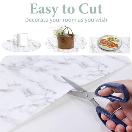 2-Layer Drawer and Shelf Liner for Kitchen Cabinet: 12 in X 20 Ft Non Slip Waterproof Shelf Paper Non Adhesive Refrigerator Liners White Marble Easy Liners for Bathroom with Knife Tape Measure 8