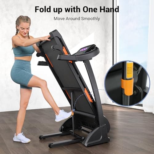 THERUN Incline Treadmill, Treadmills for Running and Walking, 300 lbs Weight Capacity Folding Treadmill with 0-15% Auto Incline, Wide Belt, 3.5 HP, App, Heart Rate, Orange 7