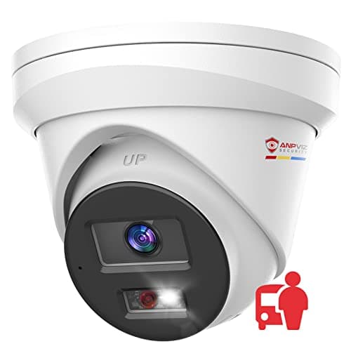 Anpviz 5MP PoE IP Camera with Audio, Full Metal Wired Turret Security Camera Outdoor, Human Vehicle Detection, Smart Color Night Vision, 3072x1728@20fps, 114° FOV, WDR, IP67 Waterproof, IPC-D3053WD-S