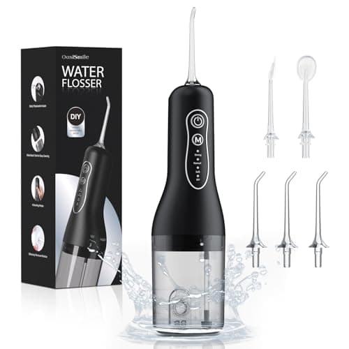 Water Flosser for Teeth Cleaning: Deep Cleaning for Braces & Sensitive Gums - 260ML Portable Cordless Oral Irrigator with DIY Strength, 4 Modes, 30-Day Battery, IPX7 Waterproof for Home Travel Black