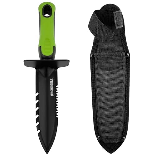 YUSIGOER Heavy Duty Metal Detector Shovel with Double Serrated Edge, Garden Digging Tools Including Carrying Sheath - Digger Trowel and Metal Detector Accessories
