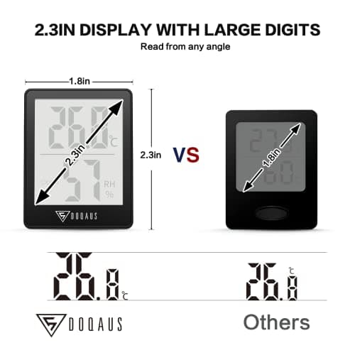 DOQAUS Digital Hygrometer Indoor Thermometer Humidity Meter Room Thermometer with 5s Fast Refresh Accurate Temperature Humidity Monitor for Home, Bedroom, Baby Room, Office, Greenhouse, Cellar (Black) 6