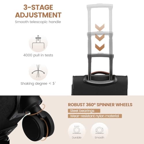 LOVEVOOK Carry On Luggage 22x14x9 Airline Approved,20 Inch Carry-on Suitcase for Women,Softside Suitcases with Wheels,Rolling Checked Luggage with TSA Lock,Lightweight Travel 7