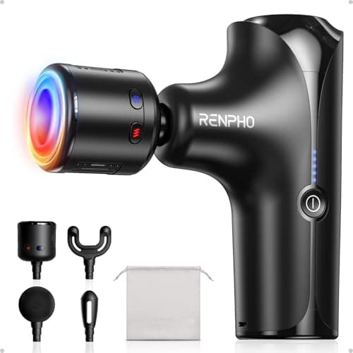 RENPHO Mini Thermacool Massage Gun with Heat and Cold, Professional Pocket-Sized Percussion Massager, FSA Eligible HSA, Portable Deep Tissue Massager, Quiet Operation with Travel Carry Bag