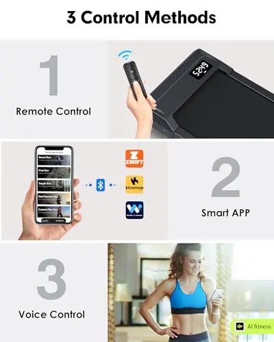 Incline Walking Pad Treadmill 265 lb Capacity, Under Desk Treadmill for WFH, Voice Controlled Small Desk Treadmills Work with KINOMAP Apple Health, Portable Treadmills for Home,Office, Apartment 6