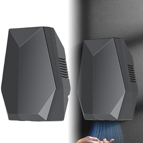 ZeawIEsvbyt 1600W High-Speed Portable Hand Dryer, Automatic Sensor-Activated, No-Drill Mounting for Home & Bathroom, Quiet & Compact Design (Gray)
