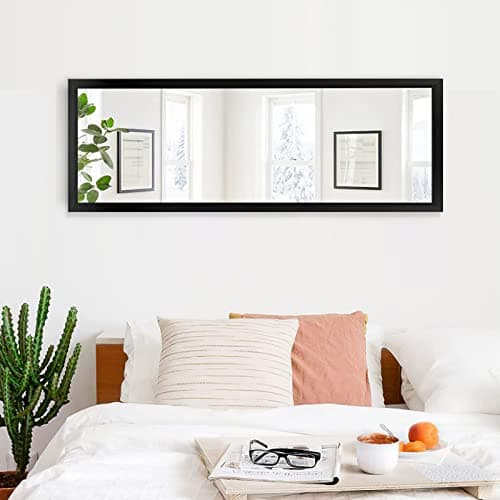 NeuType Wall-Mounted Mirror 43"x16" Rectangular Mirror Hanging or Leaning Against Wall Best for Bedroom Living Room Dressing Mirror Polystyrene Frame,Origin Black(No Stand) 7