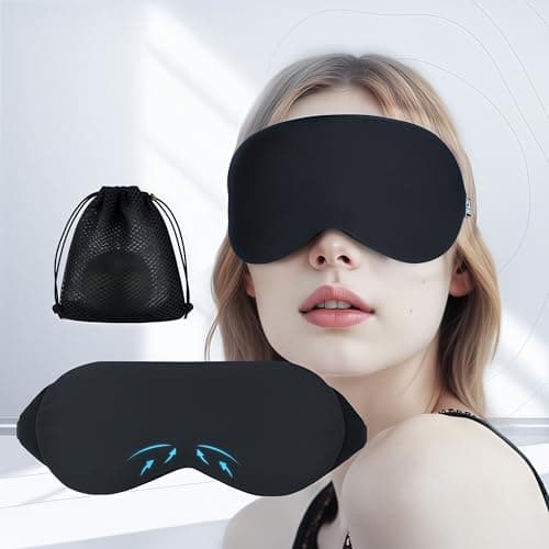 ZLZQER Cooling Cotton Eye Sleep Mask for Men & Women, Soft & Breathable, Pressure-Free Design for Side Sleepers, Adjustable Light Blocking Mask for Sleeping, Travel & Naps (Black)