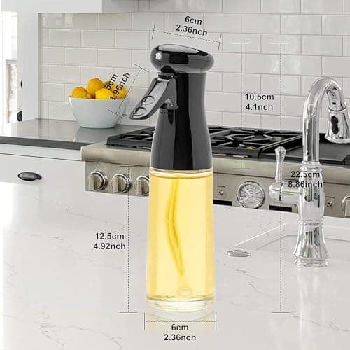 Honbuty Olive Oil Sprayer for Cooking, 200ml Glass Oil Dispenser Bottle Spray Mister, Refillable Food Grade Oil Vinegar Spritzer Sprayer Bottles for Kitchen, Air Fryer, Salad, Baking 5