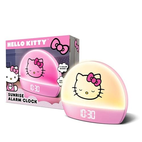 Hello Kitty Sunrise Alarm Clock - Multicolor Lights, USB Charging, LED Display, and Snooze Function 6