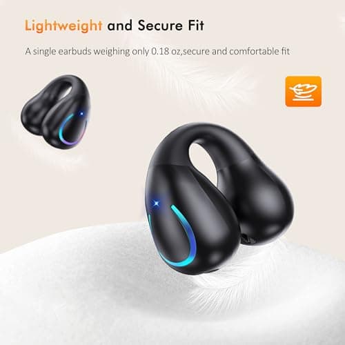 Boytond Open Ear Clip Wireless Earbuds Bluetooth 5.3, Sports Earphones Built-in Microphone with Earhooks & Ear Hook, Wireless Charging Case & Display, Waterproof Fitness Running 5