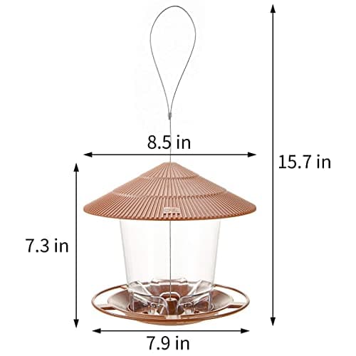 Hanizi Bird Feeder Outdoor Hanging for Wild Bird Seed, Brown 5