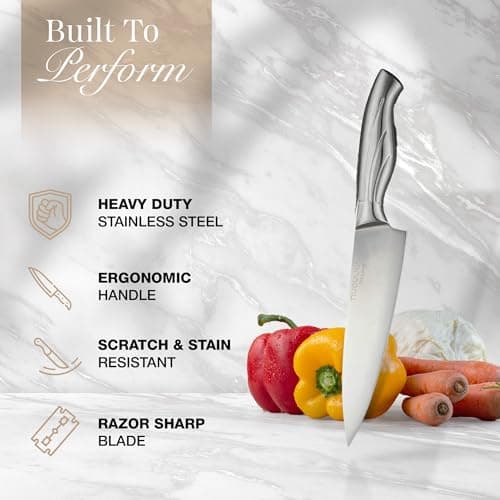 Kitchen Knife Set with Rotating Stand - Sharp Stainless Steel Knives Set - 360 Degree Rotating Block - by Nuovva 5