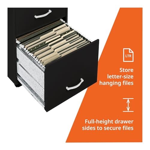 Lorell LYS SOHO Box/File/File 3-Drawer Mobile File Cabinet, Black 6