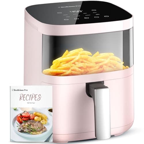 Air Fryer, Beelicious 8-In-One Smart Compact 4QT Air Fryers, with Viewing Window, Shake Reminder, 450°F Digital Airfryer with Flavor-Lock Tech, Dishwasher-Safe & Nonstick, Fit for 1-3 People, Pink