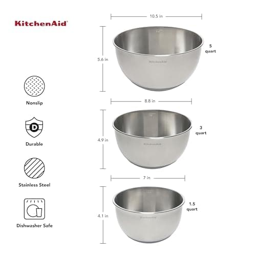 KitchenAid Stainless Steel Mixing Bowls, Set Of 3 2
