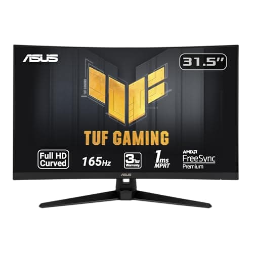 ASUS TUF Gaming VG328H1B 32” Curved Monitor, 1080P Full HD, 165Hz (Supports 144Hz), Extreme Low Motion Blur, Adaptive-sync, FreeSync Premium, 1ms, Eye Care, HDMI D-Sub