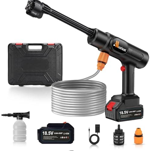 Muzisst Cordless Pressure Washer, 900PSI Portable Power Washer, hidrolavadora portatil, 3.0Ah Battery Powered Pressure Washer with 6-in-1 Nozzle, Handheld Pressure Car Washer for Car/Yard/Garden