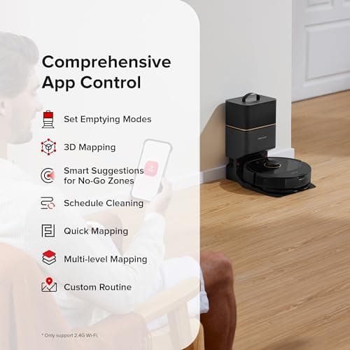 roborock Q8 Max+ Robot Vacuum and Mop, Self-Emptying, Hands-Free Cleaning for up to 7 Weeks, Reactive Tech Obstacle Avoidance, 5500 Pa Suction, DuoRoller Brush, APP-Controlled Mopping, Black 8