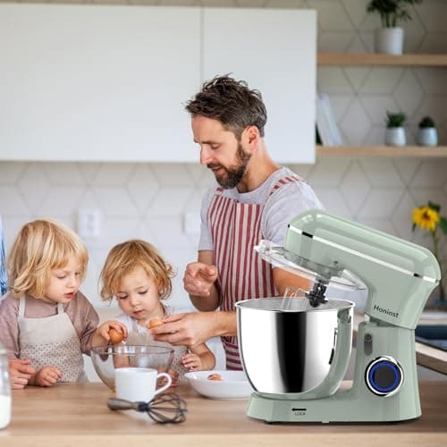 Honinst Stand Mixer, 6.5QT 10-Speed Tilt-Head Electric Stand Mixer, 3-In-1 Kitchen Mixer with Bowl, Dough Hook, Whisk and Beater, Food Mixer for Baking, Cake and Most Home Cooks, Green 7