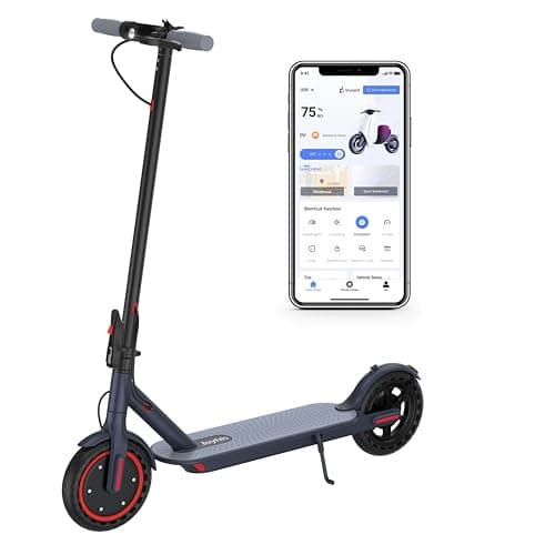 350W Electric Scooter for Adults, Foldable E Scooter with App Control, 19MPH Top Speed, 21 Miles Range, 8.5" Solid Tires, Dual Brakes (Drum + EBS), Phone Holder, 265 lbs Load