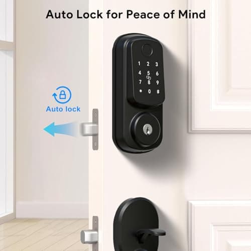 Keyless Entry Door Lock with Handle Set, Keyless Entry Deadbolt with Handle Set, Smart Locks for Front Door Alexa Fingerprint Auto Lock, Black 5