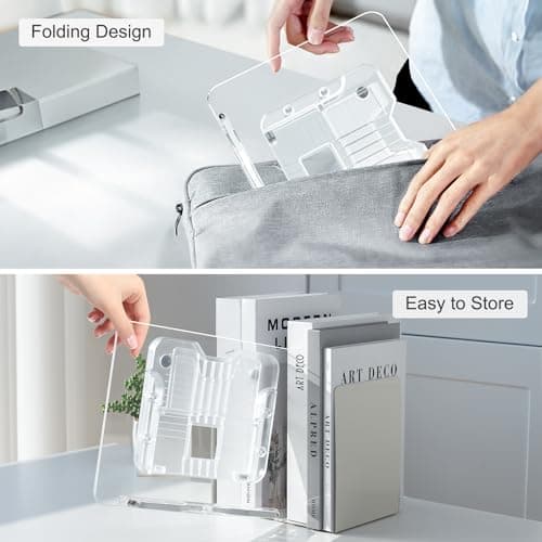 Acrylic Book Stand for Reading, Portable Book Holder for Desk, Angle Adjustable Textbook Stand for Document Recipe, Cookbook, Music Book 6