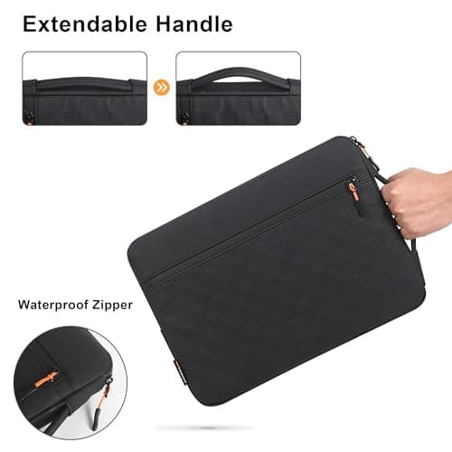 DOMISO 14 Inch Laptop Case Sleeve, Waterproof & Shockproof Protective Cover with Handle, Fits Most 14” Laptops Like MacBook Pro, Dell XPS, HP-,Black 6
